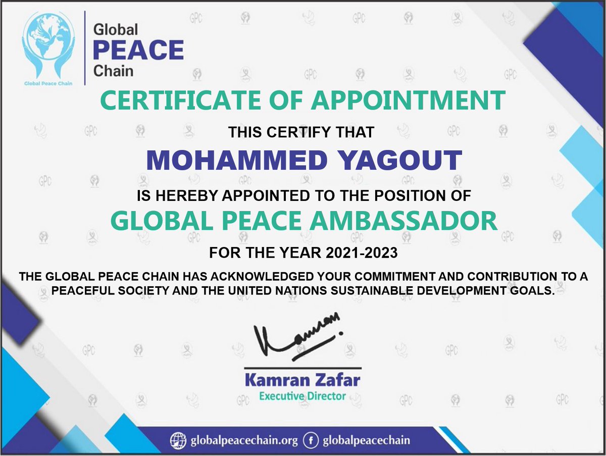 MYagout's tweet photo. I am humbled to have been chosen as Yemen's global peace ambassador. From here, I encourage all warring parties across the globe to engage in dialogue rather than using weapons that endanger lives.#GlobalPeaceChain #GlobalPeaceAmbassador #PeaceByDialogue #JourneyTowardsPeace https://t.co/n4eDk7YR3f
