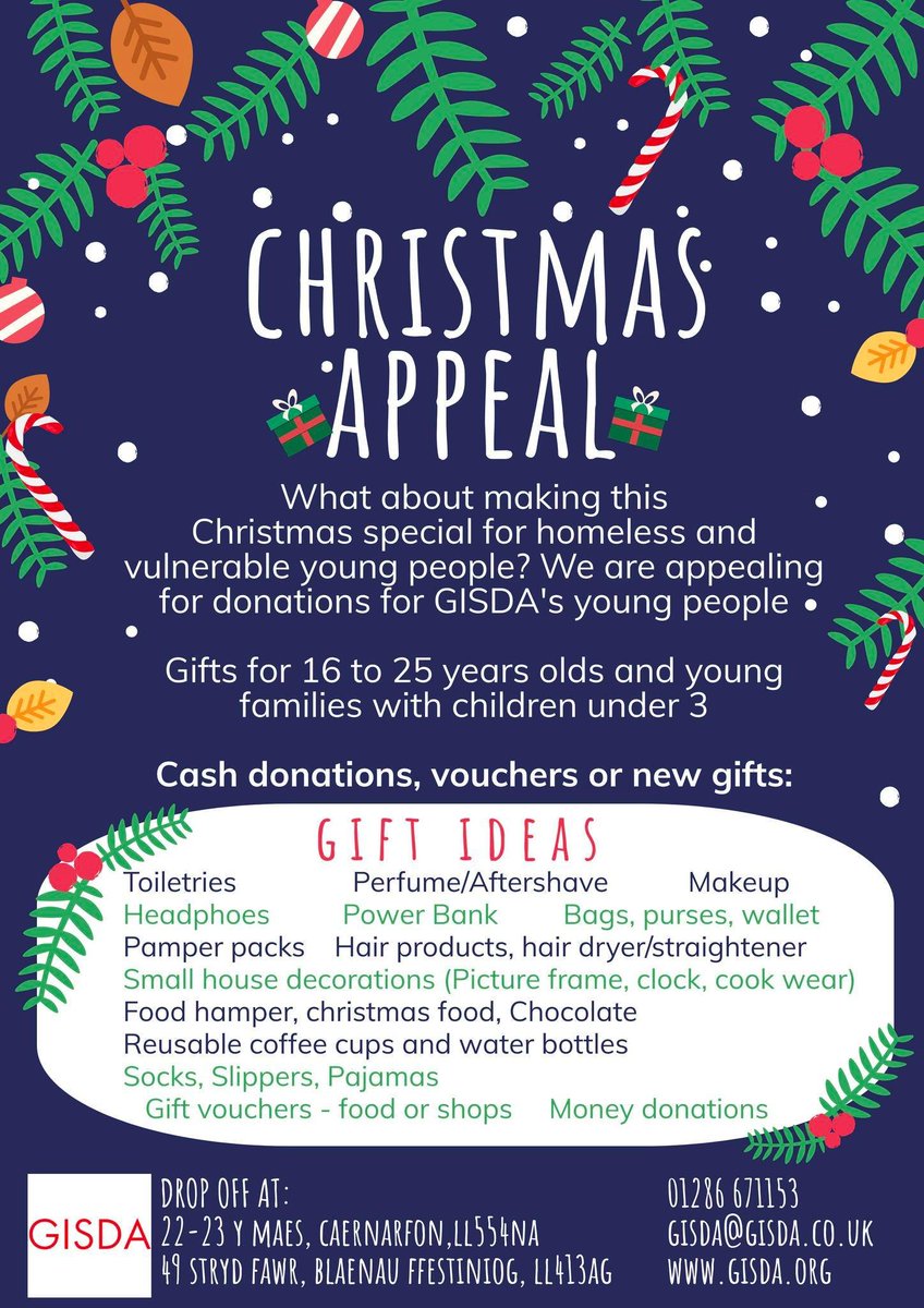 Gisdacyf's tweet photo. ✨ Last chance to bring gifts and donations over ✨ the staff are busy preparing everything for our young people 🎄🎁

Thank you so much to everyone that has contributed to the appeal so far. We're so grateful! https://t.co/tbG64lKgwp