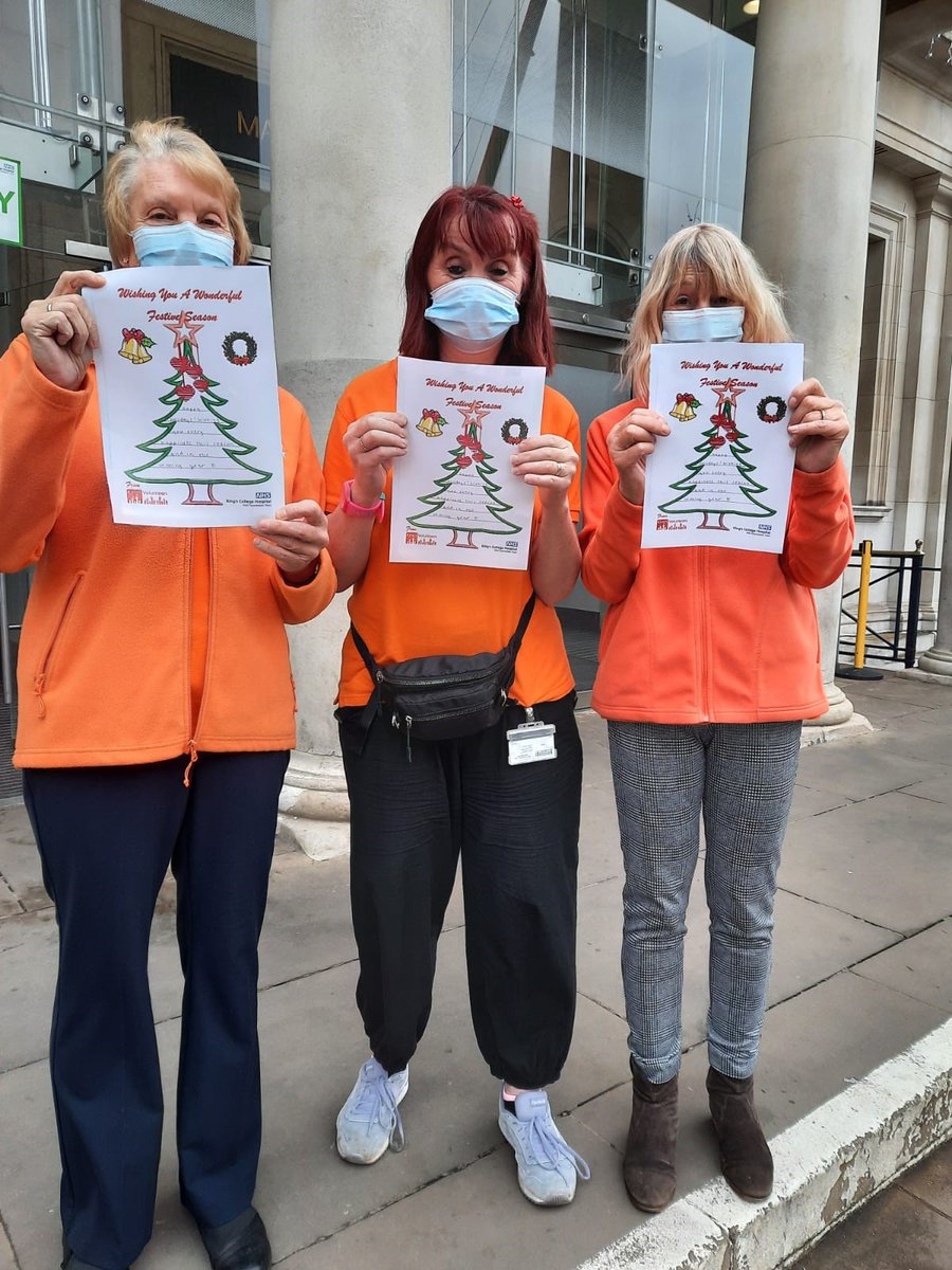 Kingsvolunteer1's tweet photo. A massive thank you to 3 of our brilliant Denmark Hill volunteers who have been writing &amp; delivering Christmas messages to the wards. 
Well done Janet, Kirsty &amp; Jacqueline for your tremendous efforts in bringing some festive cheer to our inpatients! Merry Christmas! #teamkings https://t.co/ypq3vFxtMI