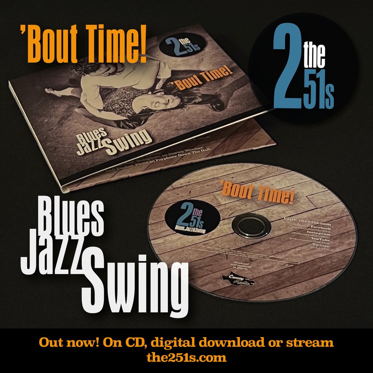 the251s's tweet photo. We’re very pleased to announce our new album ‘Bout Time! is out now to buy on CD or digital download from https://t.co/ciV1rEnaGt and to stream from the usual suspects.

It’s your perfect stocking filler or new year treat!

#blues #jazz #swing
https://t.co/N9RZD9eIpI https://t.co/knaanKFMkv