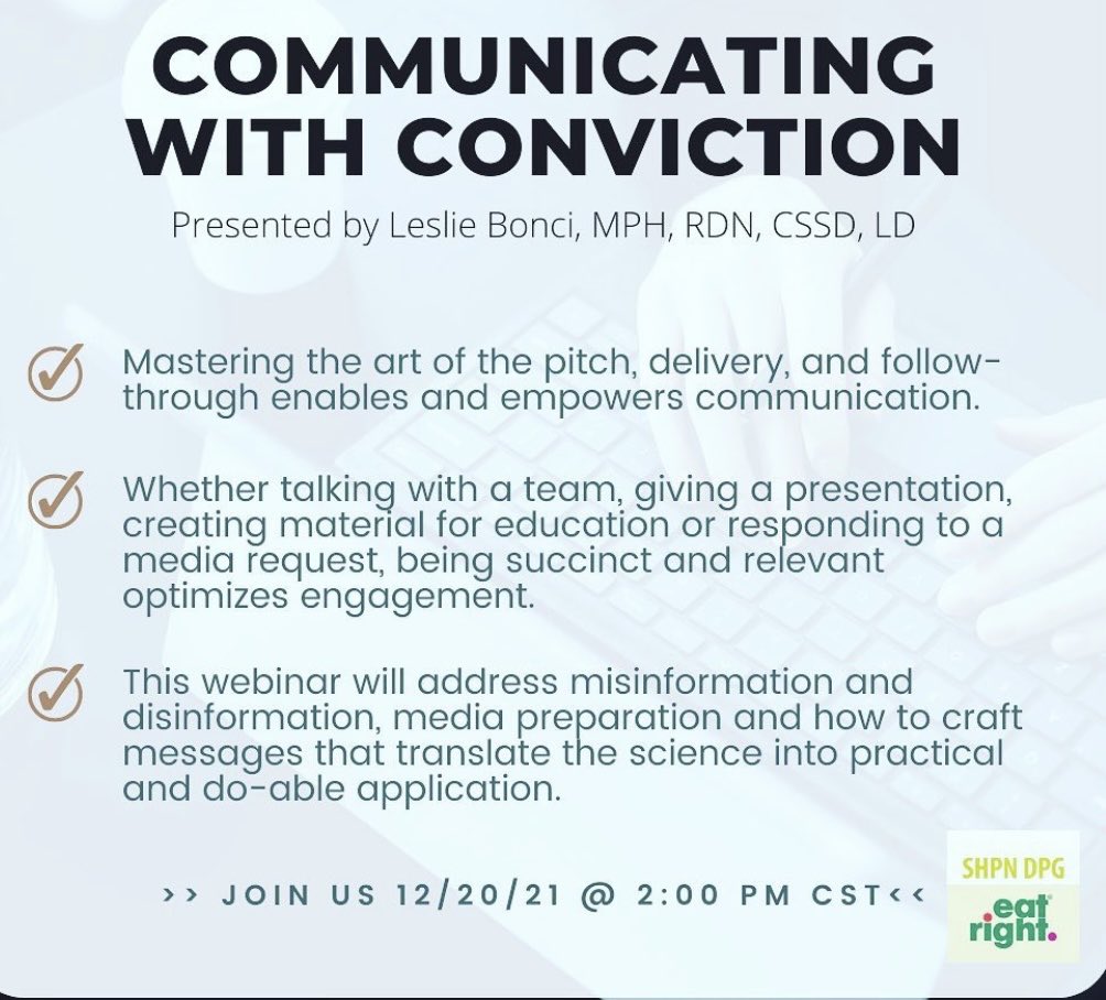 lesliebonci's tweet photo. #ActiveAdvice-TY @SHPNdpg for the opportunity to present to your virtual community. So honored to deliver this presentation on how to be the giver of inclusive,relatable, engaging communication #conversationnotconfrontation #thinksuccinct #registereddietitian #fuelsofengagement https://t.co/MPMvWtlE1O