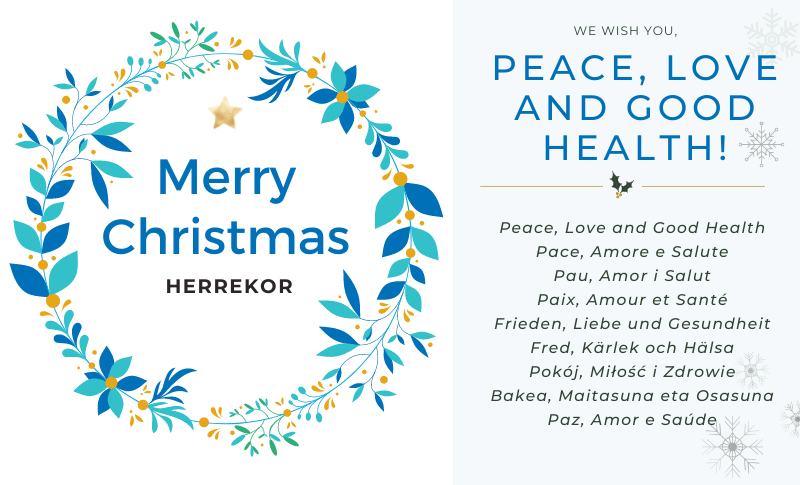 We wish you a Merry Christmas and a Happy New Year 2022! And above all, a lot of HEALTH to continue carrying out new projects TOGETHER. HERREKOR will enjoy Christmas holidays from December 25 to January 2. We will return on January 3 to attend you with more strength.