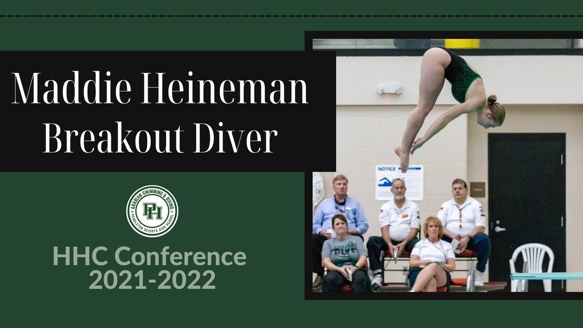 PHHSswimming's tweet photo. ❇️Conference Shoutout❇️
BREAKOUT DIVER (girls)

Coaches would like to recognize Maddie Heineman who executed 11 dives to WIN the 1 mtr Diving event! Last year she had a great 5th place podium finish; but her hard work paid off to improve &amp; be named Conference Champion this year!! https://t.co/9jj541ZQKG