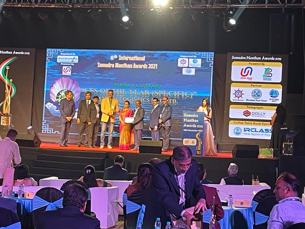 Mike_Formoso's tweet photo. And over on the West coast,  PSA Ameya won "CFS of the year" at the Samudra Manthan Awards, following on from  the India Maritime Award win in October. Congratulations to the team and special thanks again to all our customers and stakeholders for their partnership and support. https://t.co/39Mz7lhoWb