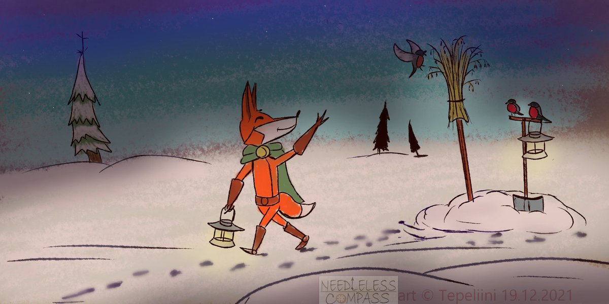 UselessCompass's tweet photo. All heroes don't go in dungeons. Happy #holidays from #NeedlessCompass for everyone. #digitalart #comics #winter https://t.co/asiENUerOV