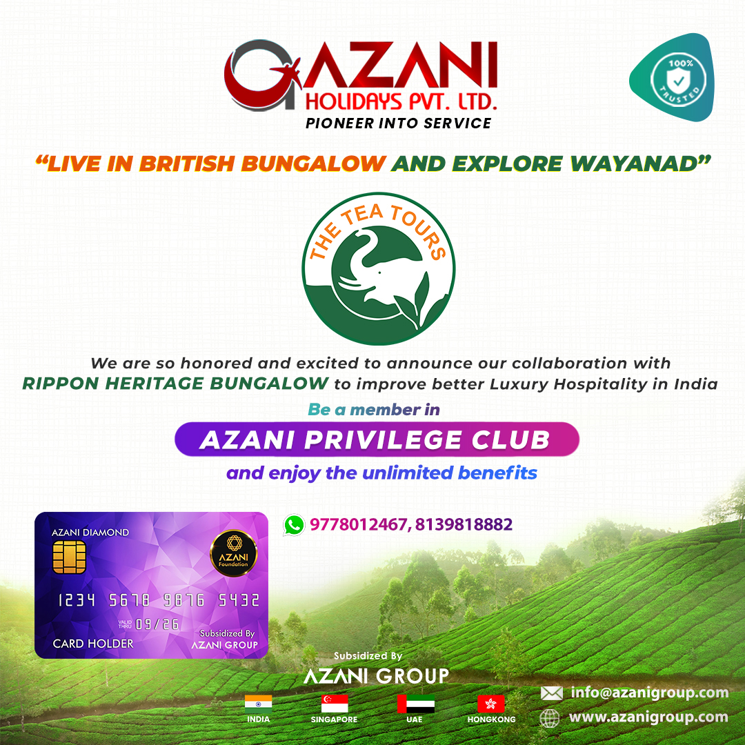 AzaniHolidays's tweet photo. We are so honored and excited to announce our collaboration with @BungalowRipon to improve better Luxury Hospitality in India - @AzaniGroup 😊

#ripponheritagebungalow #bungalow #wayanadtrip #meppadi #wayanadestate #wayanad #ripponestate #hotelinwayanad #resortsinwayanad #azani https://t.co/lxLClkg7s8