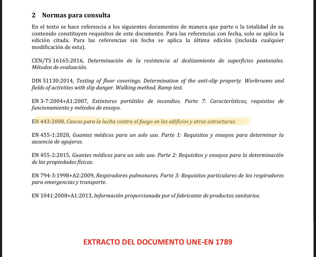 Buenas tardes <a href="/NormasUNE/">UNE Asociación Española de Normalización</a>!!

¿Podrían confirmarme que en la nueva "UNE-EN 1789:2021" se modifica la normativa de los cascos que deben portar las ambulancias, pasando de la EN 14052:2012 a la EN 443:2008? 

Un saludo y gracias de antemano!