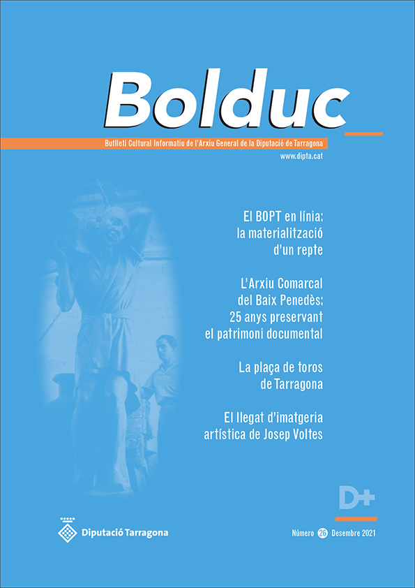 Dipta_cat's tweet photo. 📚#ArxiuGeneral | Nova publicació del #Bolduc de la @Dipta_cat. Com s'ha materialitzat el #BOPT en línia, els 25 anys de l'Arxiu comarcald el #BaixPenedès i la #PlaçadeToros de Tarragona centren aquest número 26 del butlletí 26 de l'Arxiu General. 📲 https://t.co/ER2qQXJQHw https://t.co/26YfApzRYN