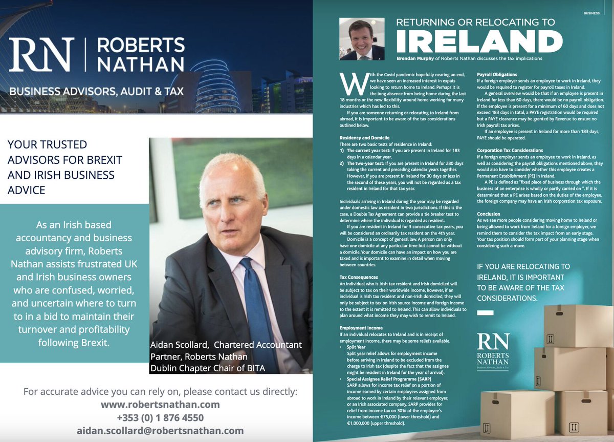 Our own Brendan Murphy has a featured piece in the latest edition of BITA Magazine.

Here is the link to the piece in full with Brendan's article on P24-25:
issuu.com/britishirishtr…

#tax #returningtoireland