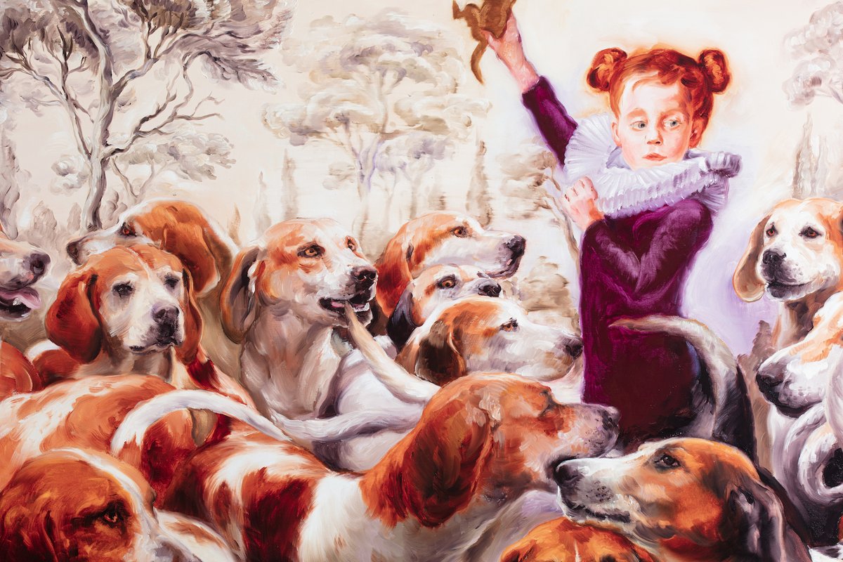 Guru mit Stoffhund | 2021 | Öl auf Leinwand | 120 x 180 cm