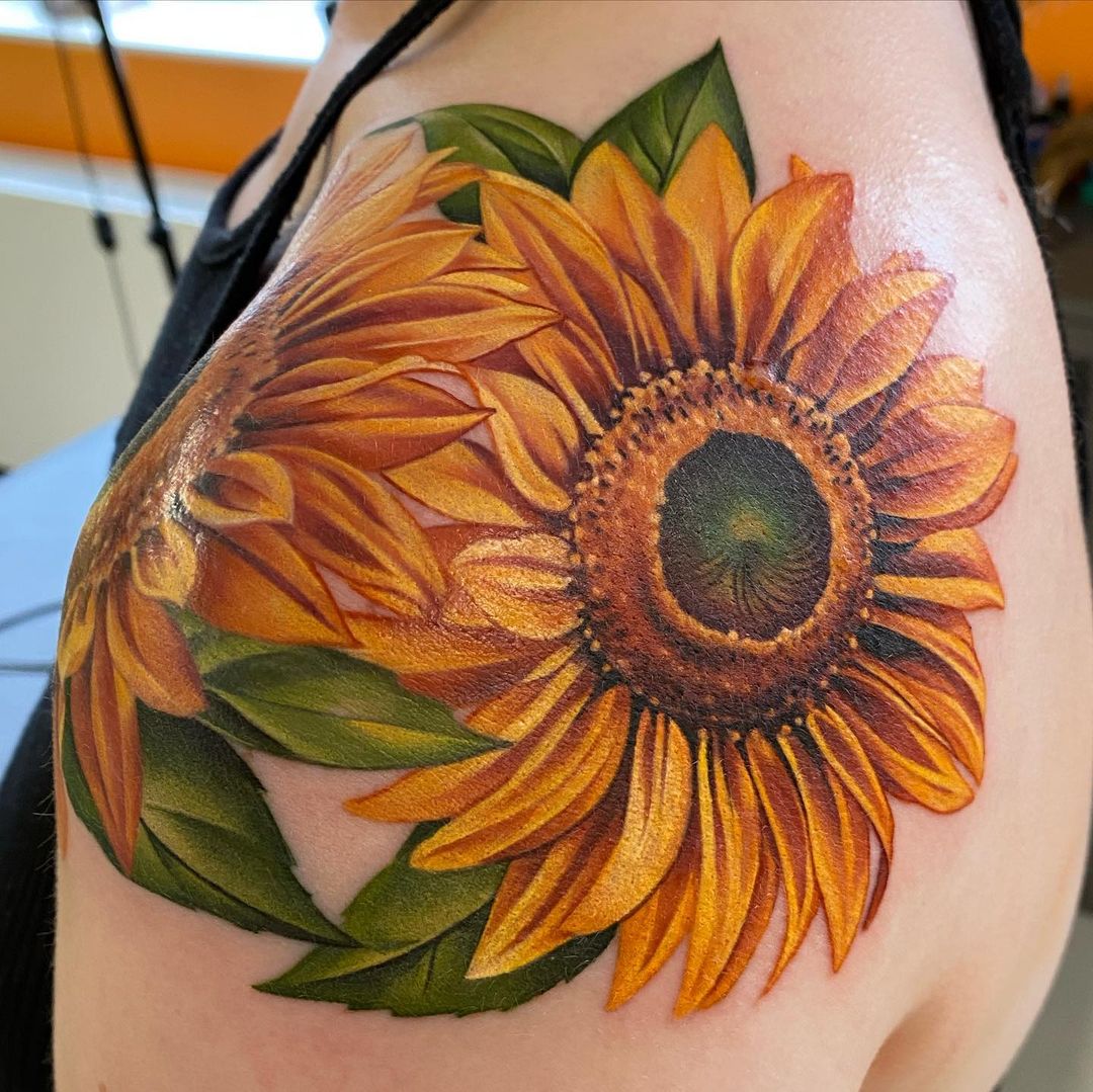 Sunflower Tattooed around my birthmark by Tilda Tattoo StudiobySol in  Seoul South Korea  rtattoos
