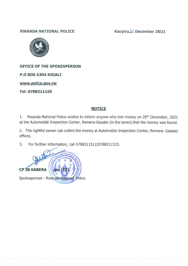 Rwandapolice's tweet photo. Notice https://t.co/VjHyZeis3S