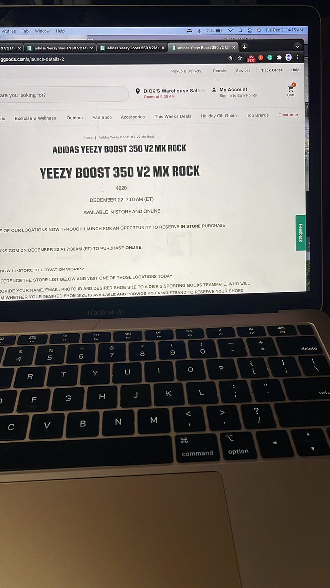 Lord_Peejayy's tweet photo. @dickssportingss it’s 4:13am pst the @adidasyeezy the Boost 350 V2 MX ROCK still are not released‼️‼️ what’s going on? Will I still get mines? I need 3 pairs. https://t.co/SvSBgJrgCz