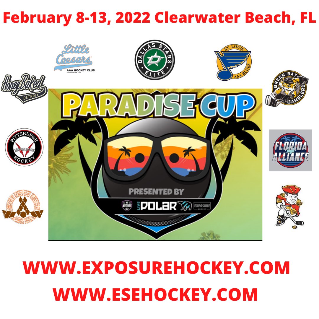 Exposure Hockey Group (@exposure_hockey) on Twitter photo 2022 Paradise Cup, Clearwater Beach Sun, Fun, Hockey and more fun? We are just getting started. A look at February in FL. Stay tuned <a href="/_Neutral_Zone/">Neutral Zone</a> <a href="/AHRhockey/">Amateur Hockey Rept.</a> <a href="/MYHockeyRanking/">MYHockey Rankings</a> @WorldHkyHub <a href="/ESEhockey/">ESE Hockey</a> <a href="/StevenOleksy/">Steven Oleksy</a> <a href="/live_polar/">LivePolar</a> <a href="/HogansHangout/">Hogan's Hangout</a> <a href="/HockeyReporting/">HockeyProspectReporting</a> 2022 Paradise Cup, Clearwater Beach Sun, Fun, Hockey and more fun? We are just getting started. A look at February in FL. Stay tuned <a href="/_Neutral_Zone/">Neutral Zone</a> <a href="/AHRhockey/">Amateur Hockey Rept.</a> <a href="/MYHockeyRanking/">MYHockey Rankings</a> @WorldHkyHub <a href="/ESEhockey/">ESE Hockey</a> <a href="/StevenOleksy/">Steven Oleksy</a> <a href="/live_polar/">LivePolar</a> <a href="/HogansHangout/">Hogan's Hangout</a> <a href="/HockeyReporting/">HockeyProspectReporting</a>