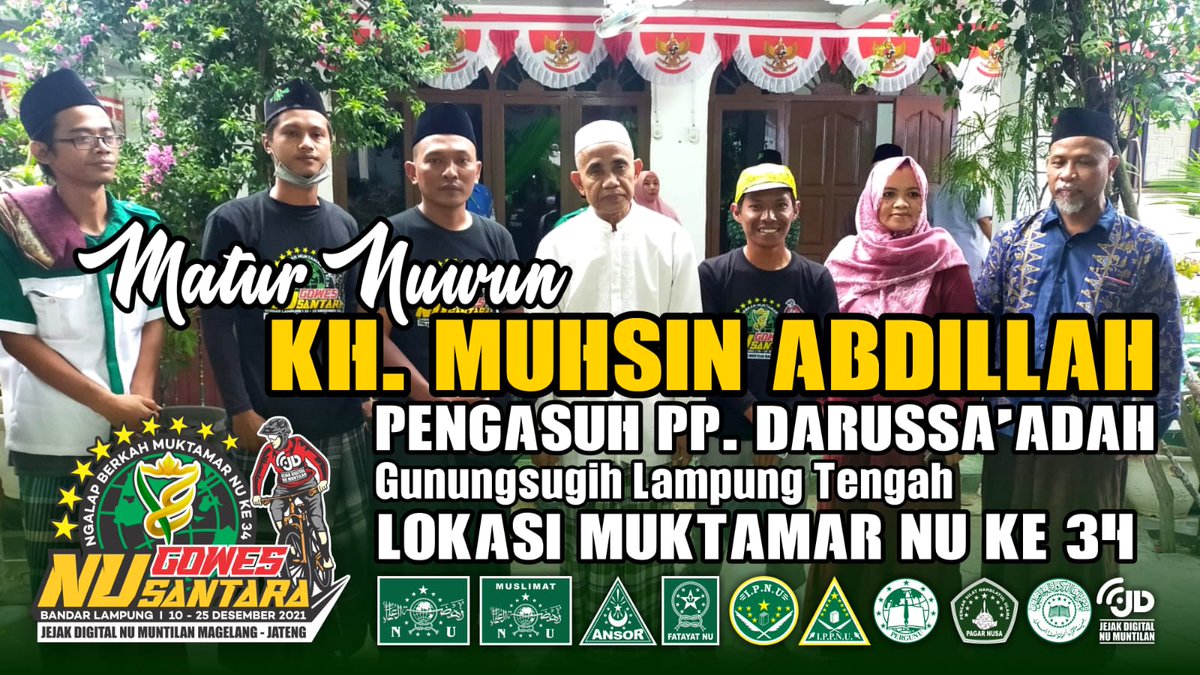 Ucap syukur tiada terkira
Tim Gowes NUsantara JeDa NU Mtl Mgl Jateng telah sampai di Garis Finish Lokasi utama Muktamar NU Ke 34 Gunungsugih Lampung Tengah.
Berkah doa dari KH.Muhsin Abdillah Pengasuh PP. Darusaadah menjadi hadiah tak ternilai dalam perjalanan kami
#MuktamarNU34