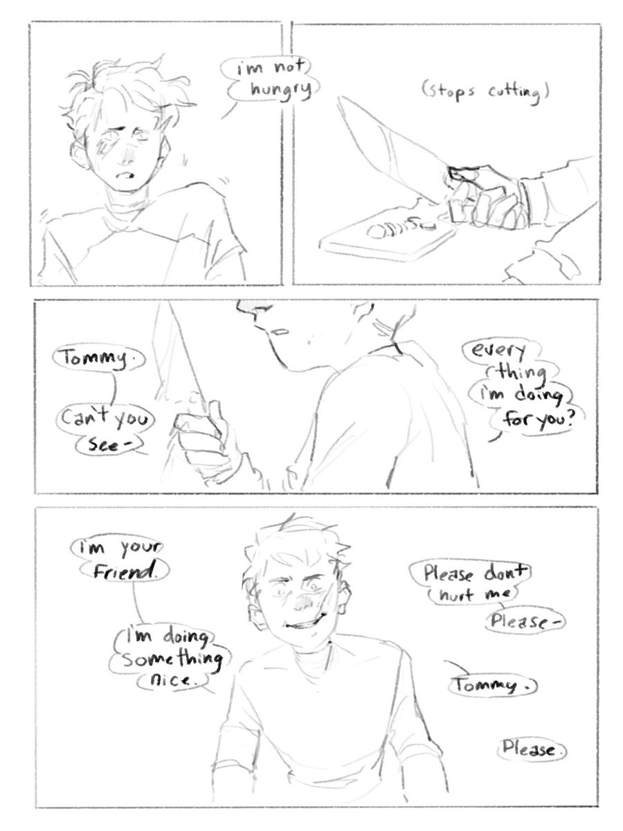 Come eat! c!bodyguard au
(Sorry tw got messed up) // injury , abuse , manipulation , threats , knife
Reupload, sorry 