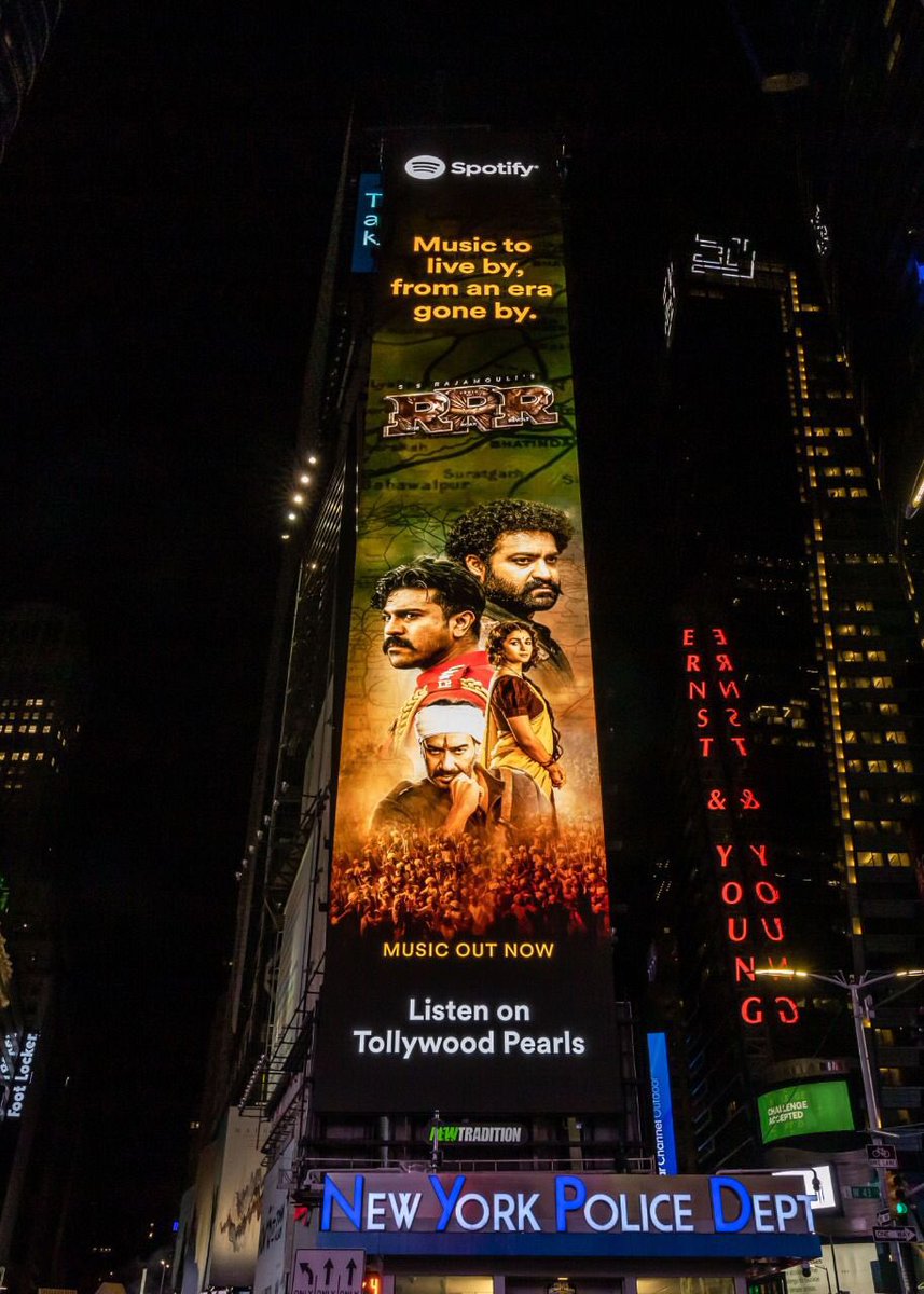 Our music is now on the @TimesSquareNYC display in the USA !

Listen to #RRRMovie songs on our official streaming platform @Spotify 
open.spotify.com/playlist/37i9d… 

#RRRTimesSquare #RRRinUSA
@spotifyindia @LahariMusic @TSeries
