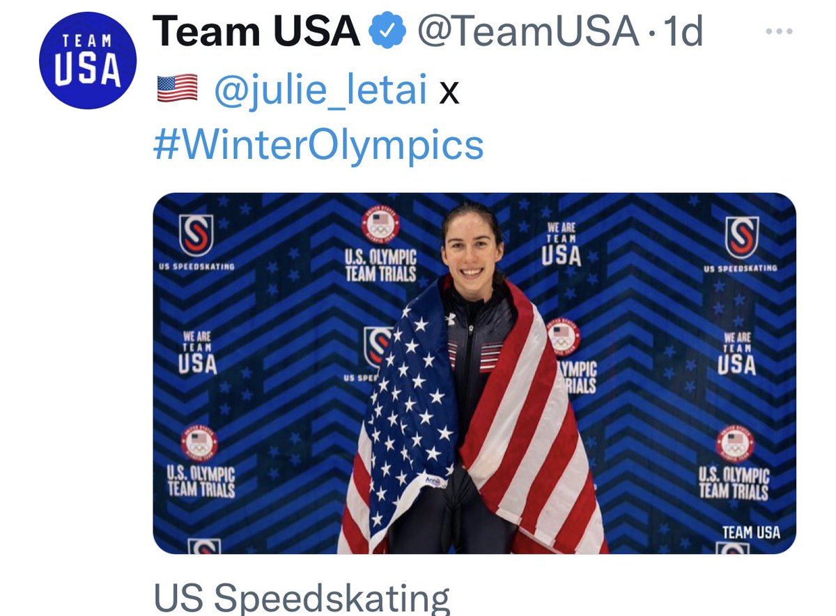 MedfieldHS's tweet photo. Congrats to Medfield HS alum (‘18) Julie Letai!!  Julie is heading to the Winter Olympics as a member of the USA speed skating team.  Way to go Julie!! @julie_letai https://t.co/7I1SwEyiEs