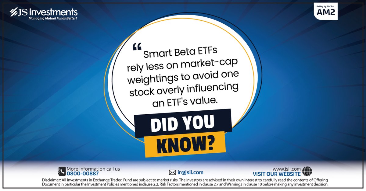 JSInvestment's tweet image. Invest in a stock portfolio devised using a Smart Beta Strategy! 
Smart Investments Coming Soon…
.
.
.
#JSInvestments #SmartIsBetter #Investments #Savings #ExchangeTradedFund #ETF #SmartBeta #MomentumInvesting #FactorInvestment
