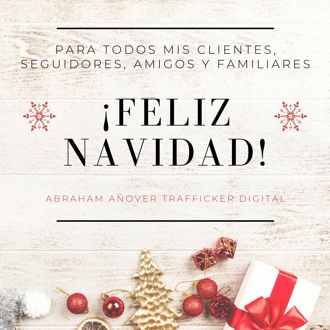 abrahamag83's tweet photo. ¡#FelizNavidad para todos! La #Navidad ya está aquí y quiero felicitar estas bonitas fechas a todos mis clientes, seguidores, amigos y familiares. Os mando un abrazo grande y mis mejores deseos, aquí me tenéis para cualquier cosa que necesitéis. #AbrahamAñoverTraffickerDigital https://t.co/3qlrOAZZHq