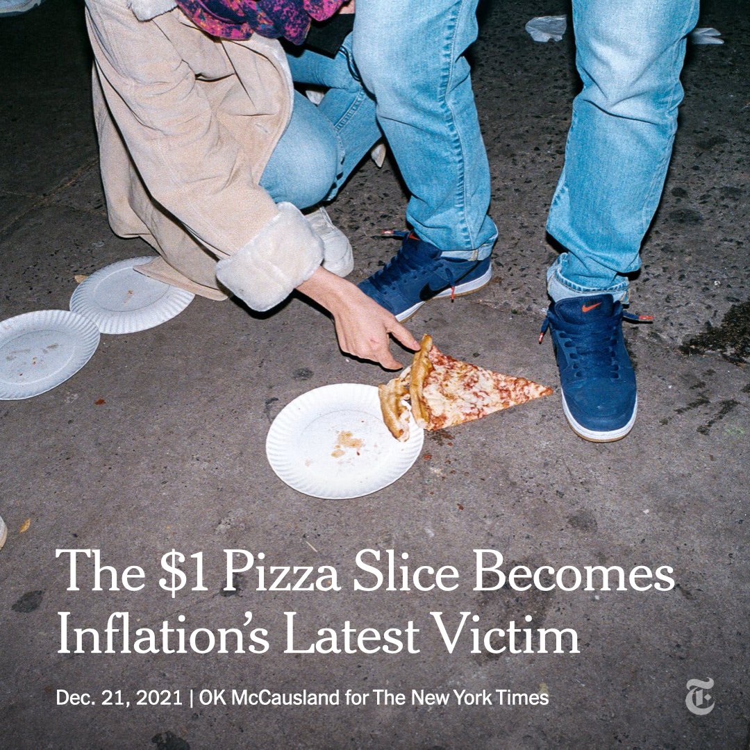 nytimes's tweet image. “Nobody can do it for a dollar a slice anymore.”

As food prices rise at their fastest pace in decades, New York City’s dollar-slice pizza businesses are facing an existential crisis.
nyti.ms/3H2wbrv