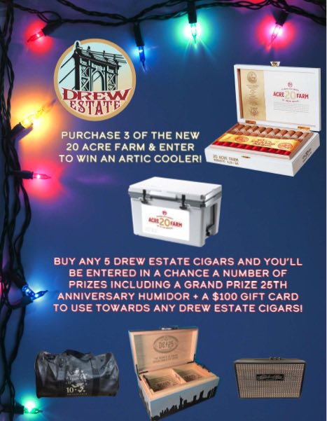 We’re giving away all kinds of <a href="/drewestatecigar/">Drew Estate Cigars</a> swag this holiday season. Come in and grab some last minute gifts and enter in a chance to win something for yourself!#Cigar