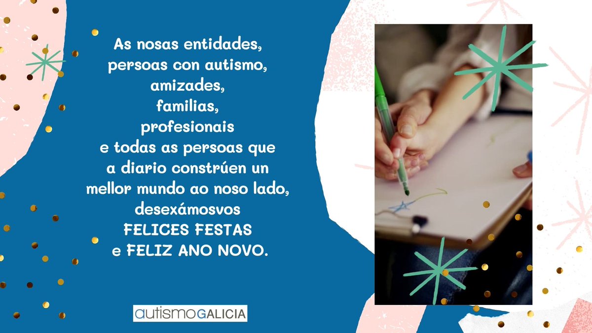 AutismoGalicia's tweet photo. 💙✳️FELICES FESTAS E FELIZ ANO NOVO 2022  que as persoas poidan desenvolver plenamente as súas capacidades, e sigan aspirando e defendendo un mundo mellor para garantir o futuro da sociedade e dos seus cidadáns e cidadás. Xuntas estámolo conseguindo!👏
https://t.co/afhD7TlX3g https://t.co/W5rItA2ceb