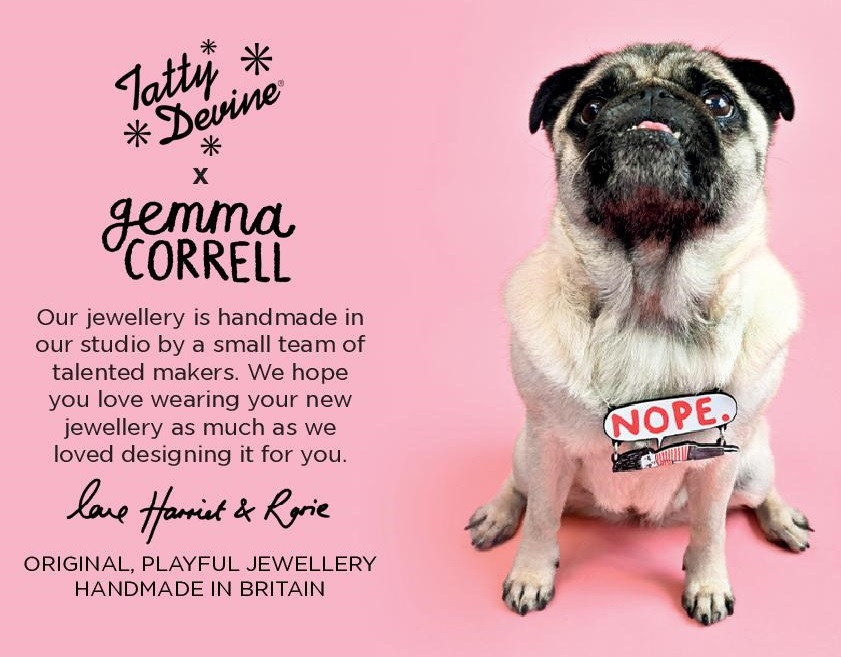 Access_Print's tweet image. We recently had the opportunity to design these care cards for the recent @tattydevine X @gemmacorrell line and we pulled out all the stops to make sure to showcase this Puggable Model.
