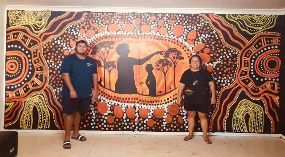 A mural my son Jak &amp; I did in Mt Isa Qld - Kalkadoon Country 👣❤️