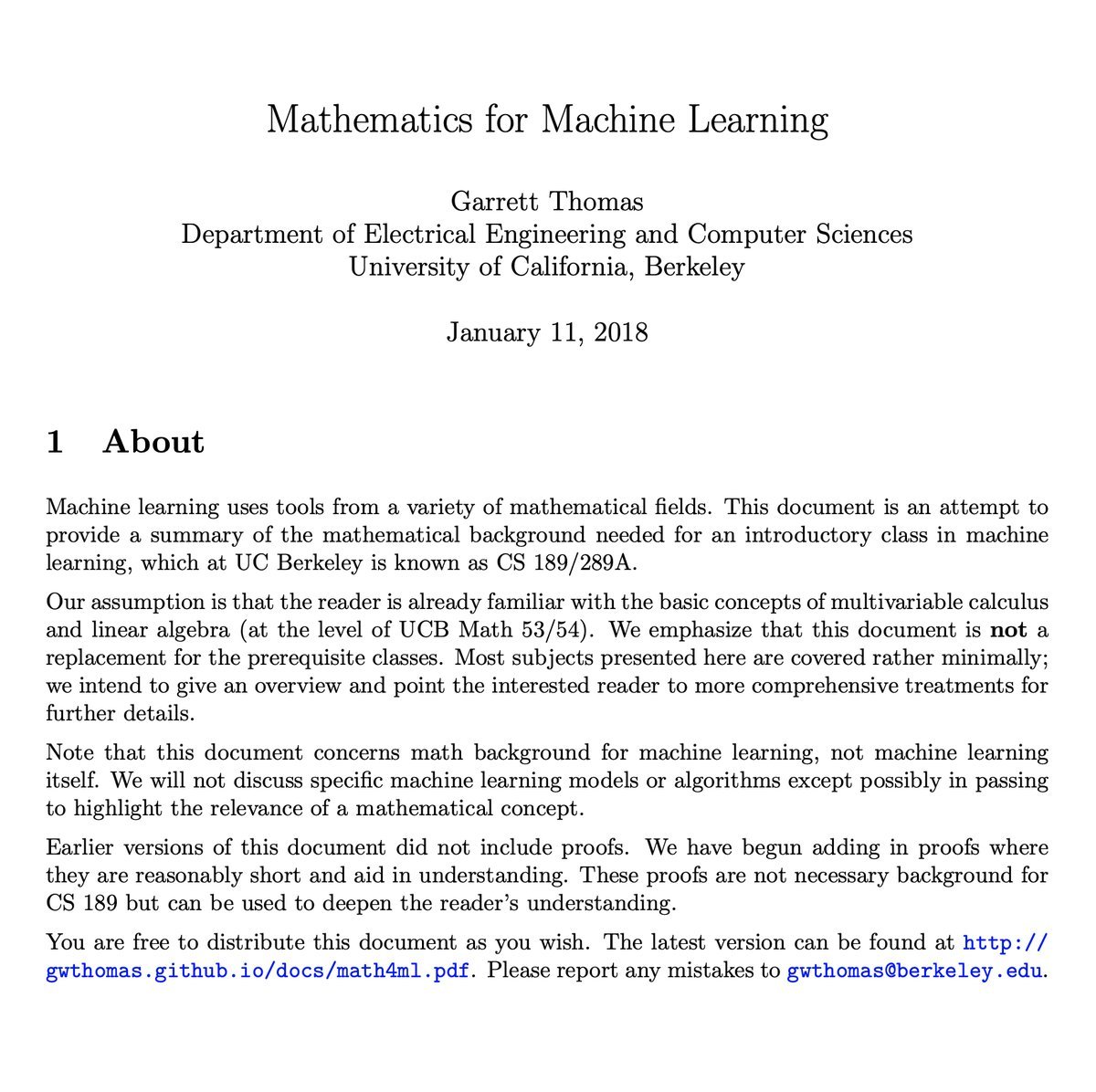 svpino's tweet image. Mathematics for Machine Learning.

University of Berkeley. 
100% Free.

• Linear Algebra
• Calculus and Optimization
• Probabilities

Download it here: gwthomas.github.io/docs/math4ml.p…