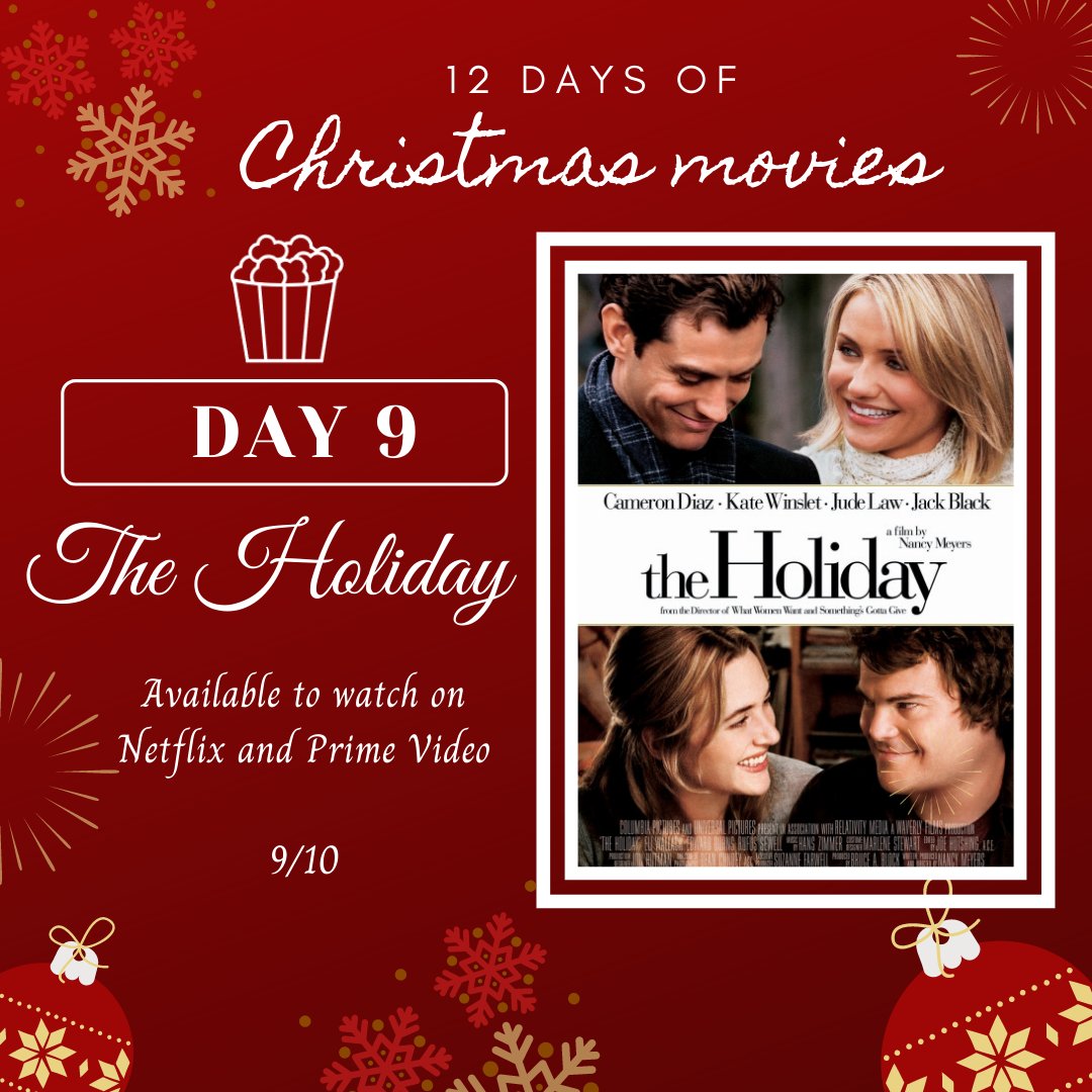 🎄12 Days of Christmas Movies🎅
A bit of festive fun- counting down the days until Christmas with a movie to watch a day. P.s 4 days until Christmas!

Day 9- The Holiday

#christmas #unilife #students #moviecountdown #christmasmovies #12daysofchristmasmovies #theholiday