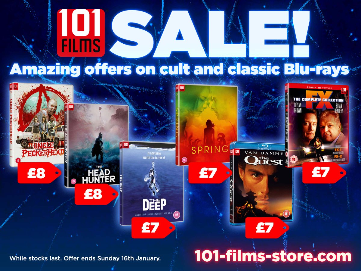 The 101 Films WINTER SALE is now live!

Included for the first time are the atmospheric medieval horror THE HEAD HUNTER and uproarious gore-fest UNCLE PECKERHEAD, alongside dozens of perennial favourites

Remember we offer FREE UK shipping!

bit.ly/101filmssale