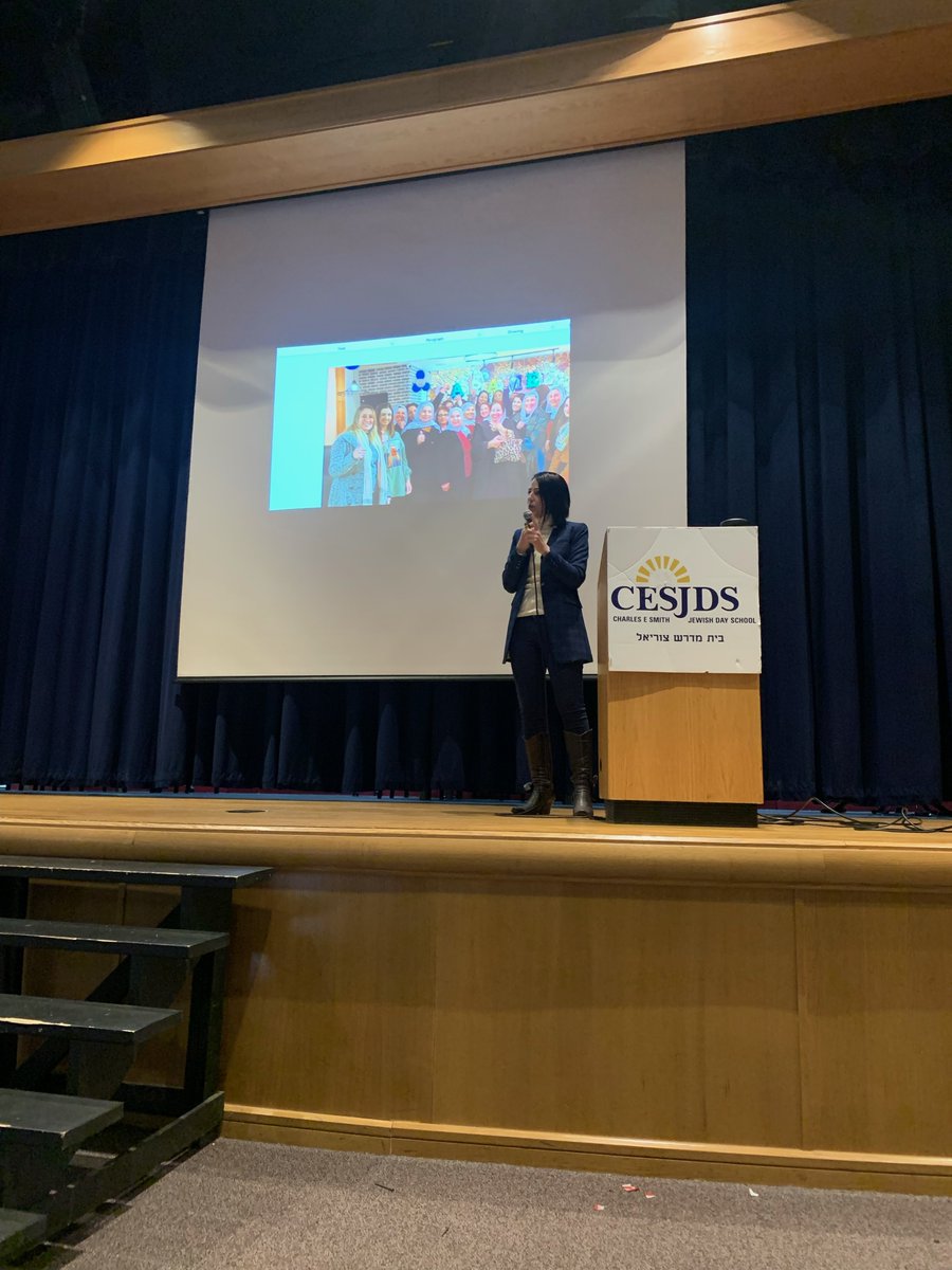 CESJDSCONNECT's tweet photo. In our all-school faculty meeting, @jewishagency @JFGW's senior shlicha and former Member of Knesset Gadeer Kamal-Mreeh spoke about the Druze community, it’s commitment to Israel and the challenges it currently faces. #dynamicdayschools #jdslionspride @PrizmahCJDS https://t.co/idQpyZJyog