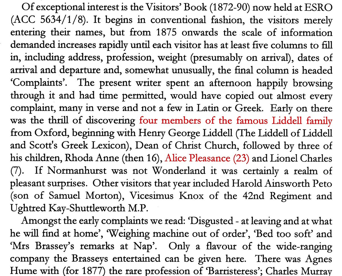 AnnieBrassey's tweet photo. Visit from Alice Liddell (1852-1934) &amp; family to see me at Normanhurst Court #Catsfield #Sussex in 1875. From Simon Wright's book "A Rich Man in his Castle" 2010. Alice's two younger sisters Voyaged with us on the Sunbeam! #AliceInWonderland #Alice #Brassey #History #1870s #books https://t.co/caKOn8puvV