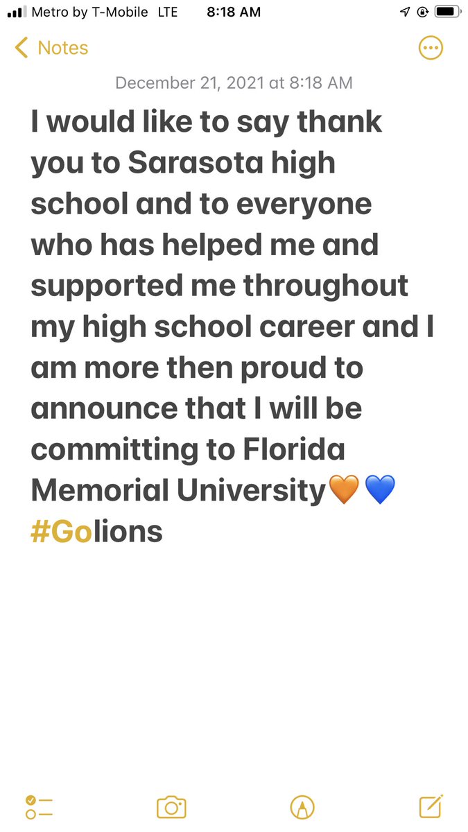 I will be continuing my football career at Florida Memorial University🧡💙#GoLions <a href="/BrodyWiseman/">Brody Wiseman</a> <a href="/Sarasota_FB/">Sarasota Football</a> @coach_johnnie <a href="/RSimmons2715/">Coach Rick</a> <a href="/battie941/">Brian Battie 💂🏽</a> @Coach_O941 <a href="/joe_obaseki/">Joe Obaseki 🇳🇬</a> @Coach_Smith_SHS