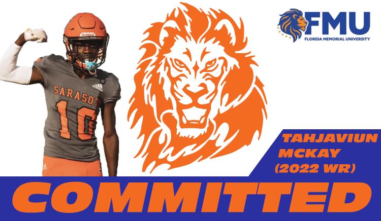 TJ_mckay10's tweet photo. I will be continuing my football career at Florida Memorial University🧡💙#GoLions @BrodyWiseman @Sarasota_FB @coach_johnnie @RSimmons2715 @battie941 @Coach_O941 @joe_obaseki @Coach_Smith_SHS https://t.co/n5xU9ErNHM