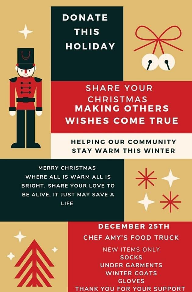 #Donations of new scarves🧣, coats🧥, gloves🧤, undergarments🩲, socks🧦, etc. can be dropped off at #ChefAmysFoodTruck now through #Christmas for those in need. 

#Community #MakeADifference #GetInvolved #Donate #GiftGiving #Charity #Holidays #CAJ #VineyardHaven #MarthasVineyard