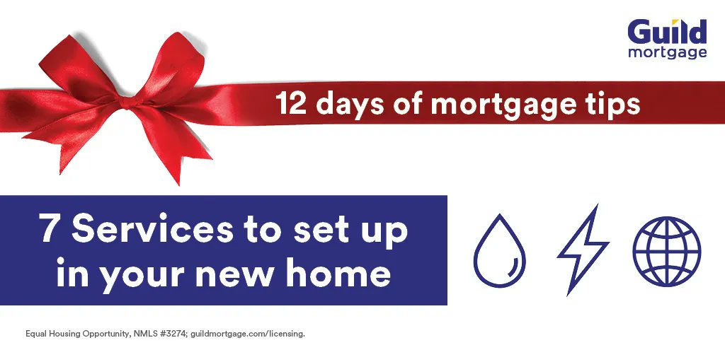 GuildMtgMadison's tweet photo. The #TwelveDaysofChristmas? We thought you said The 7 Services to Set Up in Your New Home!

Don't forget these before moving in:
⚡Electricity
🔥Natural gas
💧Water
🗑️Garbage
📱Phone
🌐Internet
📺TV/Cable

More tips? Download our free Homebuyer Guide: https://t.co/xsj1MbF1wL https://t.co/WVfxIyKgNb