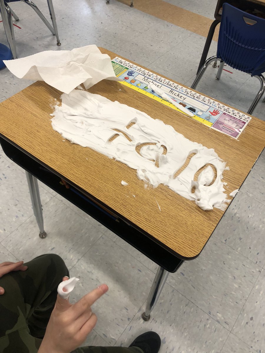 SNOW much fun using shaving cream to spell words in the Title 1 morning program! ☃️ <a href="/AlanBShepPrin/">Shepard Elementary</a> <a href="/OldBridgeTPS/">The Bridge</a>