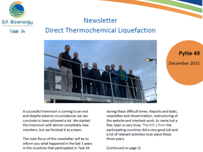 IEABioenergy's tweet photo. IEA #Bioenergy #Task34 released its latest #newsletter #PyNe49. Look at the latest developments on Direct Thermochemical #Liquefaction of #biomass at https://t.co/FJ3fmkmHFX https://t.co/8BfbWP9BR6