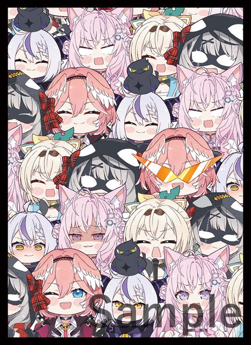 冬コミ 新作情報
「6期生集合」のスリーブとプレイマットになります。イラストはLily is asleep様(@Kukie_nyan)になります! 