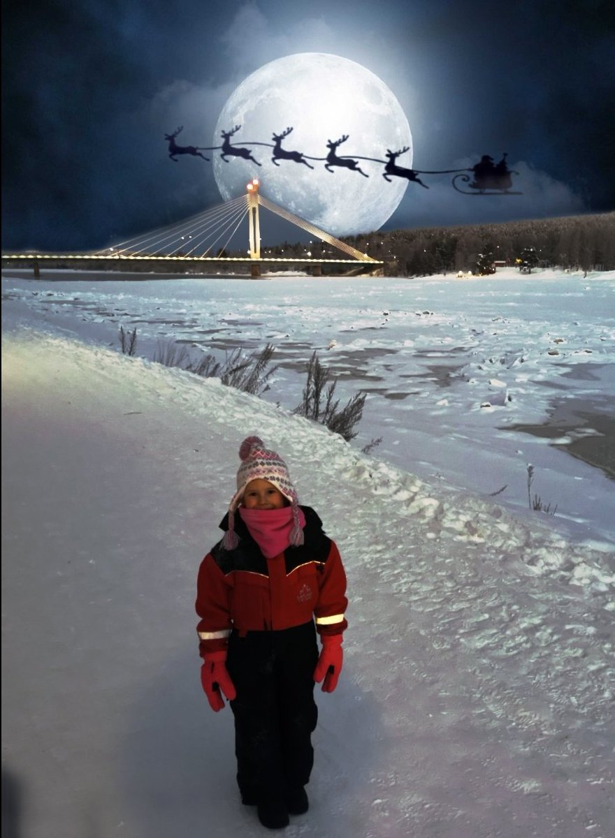 Just took a picture and didn't realise santa was practising his Christmas flight, (this absolutely blew her mind, I will never forget the magic in her face)