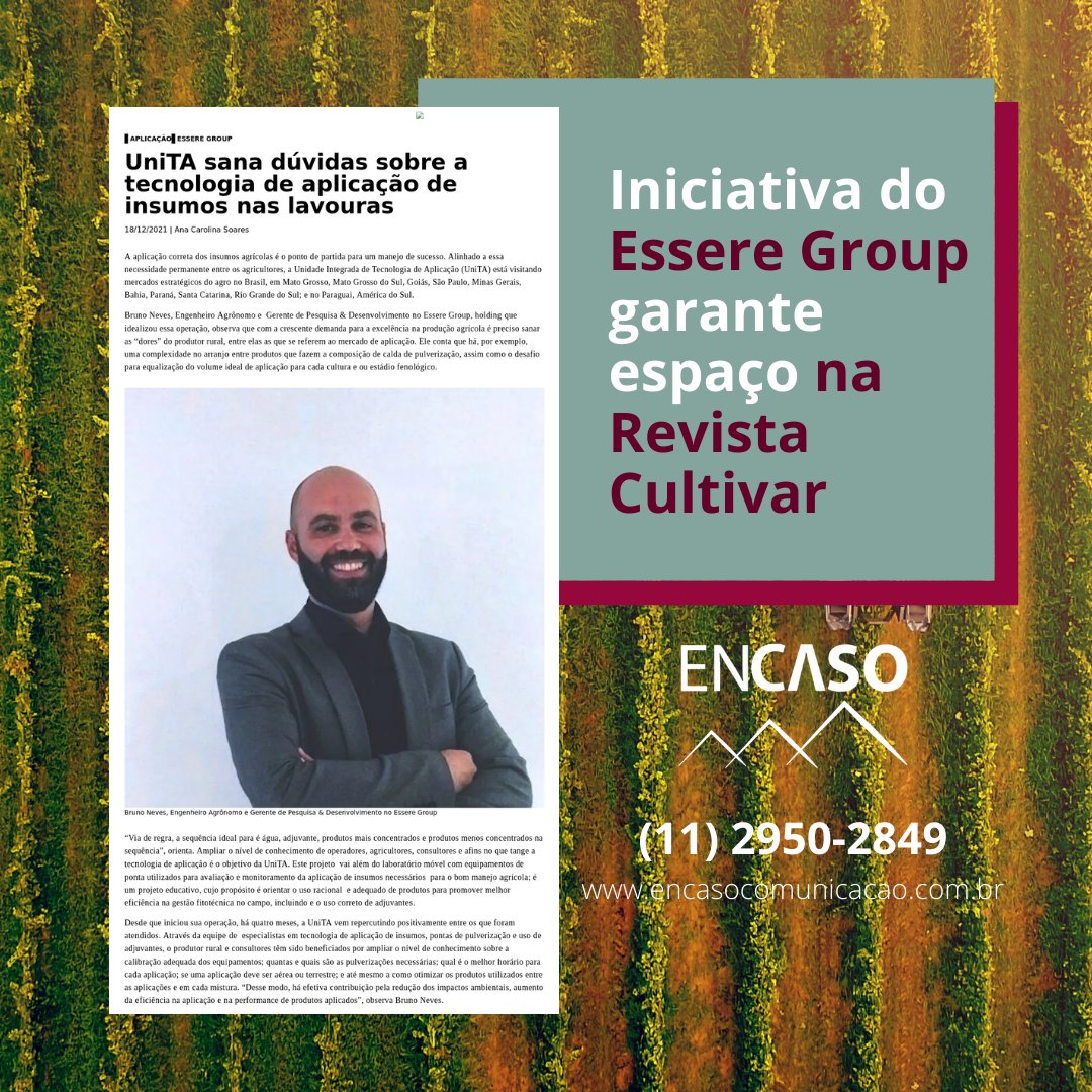EncasoOficial's tweet photo. 🌱 O cliente Essere Group foi destaque na matéria "UniTA sana dúvidas sobre a tecnologia de aplicação de insumos nas lavouras" da Revista Cultivar

📲 Confira esse resultado completo em: https://t.co/dSqMvsGuDI

👉 Seja Encaso!
(11) 2950-2849
https://t.co/UftkCeACxf https://t.co/I5o1bhWWrF
