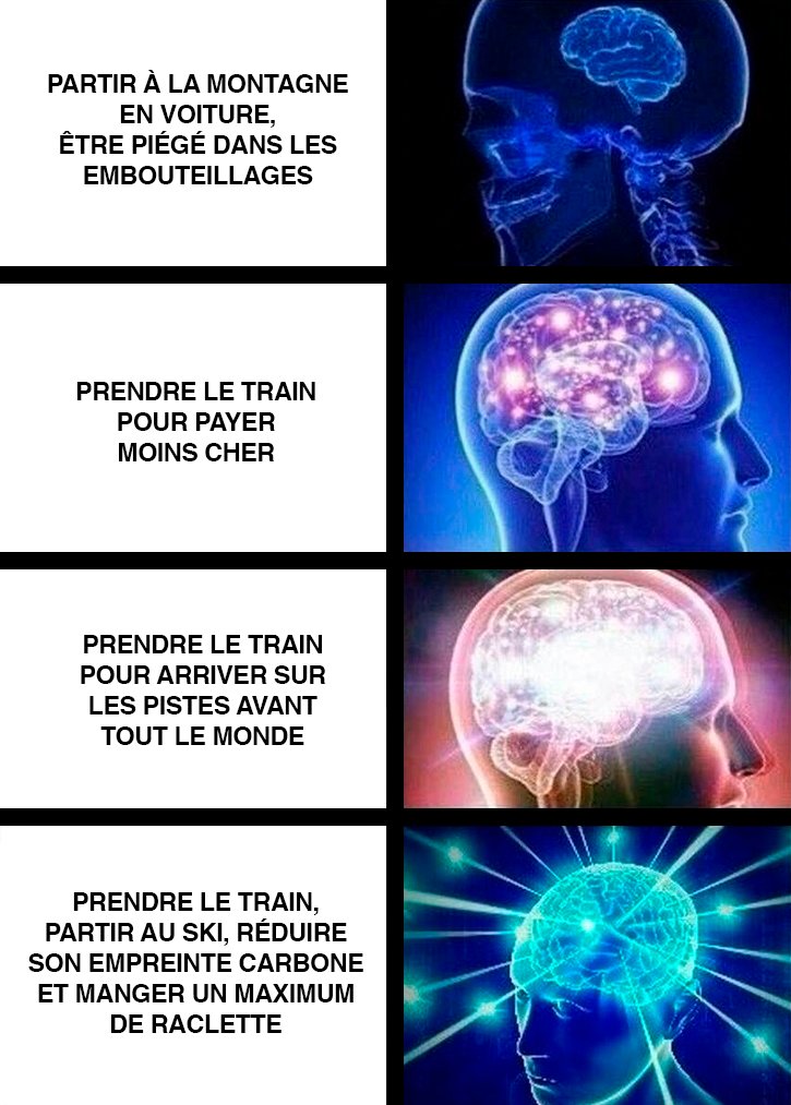 OUIGO's tweet photo. Avec OUIGO, vous pouvez vous rendre dans les Alpes à petits prix tout en limitant vos émissions de CO2, et partager votre temps entre raclette au chalet et glisse sur les pistes. 😉 https://t.co/DGd79Mpxzr