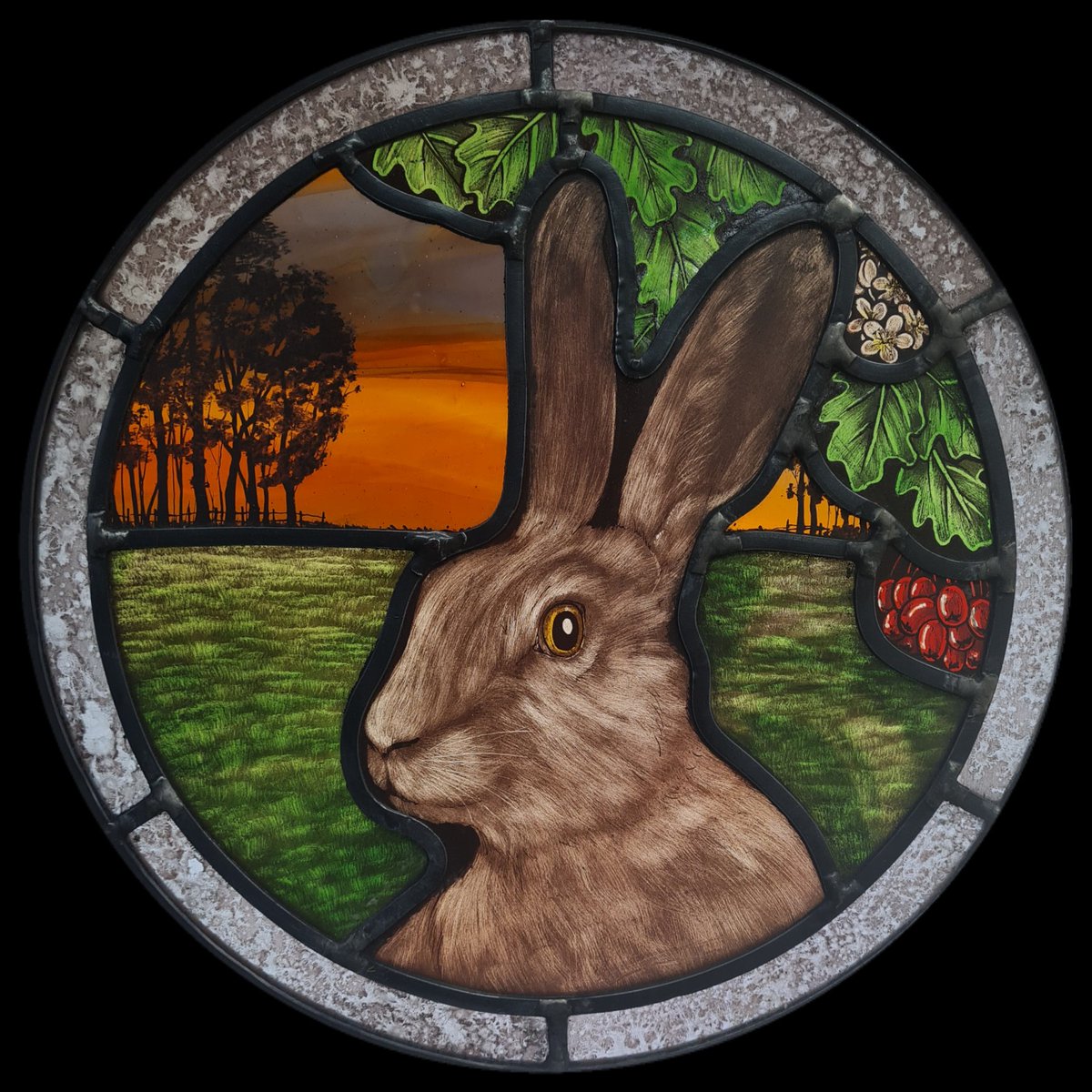 UkStainedGlass's tweet photo. The last two pieces to come off my workbench for this year.....#stainedglass #badger #hare #britishwildlife #handcrafted #giftsforhim #giftsforher #cotswolds https://t.co/VuMtMVolhP