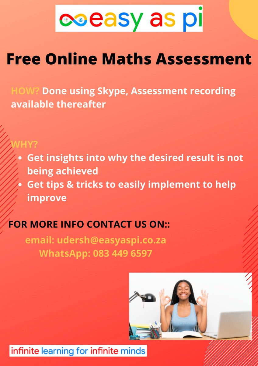 EasyAsPi team (@easyaspimaths) on Twitter photo Hi all,
Just a reminder that Easy As Pi are offering this free service until school re-opens.
For those student who feel they have fell short in the past year.
To learn more more you can email: udersh@easyaspi.co.za
#easyaspisouthafrica #mathstutor #mathstuition #tuition Hi all,
Just a reminder that Easy As Pi are offering this free service until school re-opens.
For those student who feel they have fell short in the past year.
To learn more more you can email: udersh@easyaspi.co.za
#easyaspisouthafrica #mathstutor #mathstuition #tuition