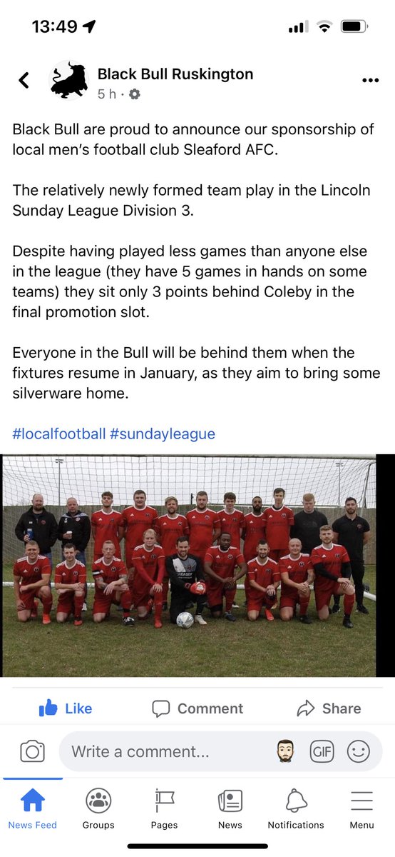 Big thanks to The Black Bull, Ruskington for their sponsorship this season, greatly appreciated.