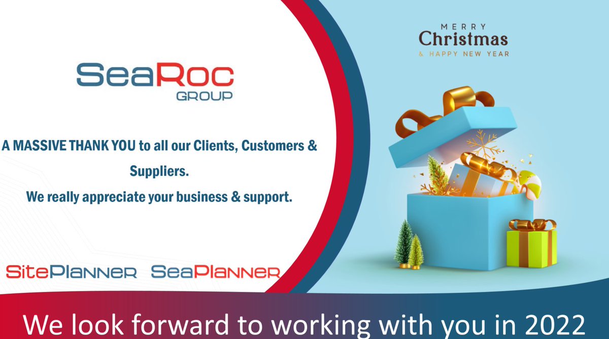 SeaRocGroup's tweet photo. A MASSIVE THANK YOU to all Clients, Customers &amp; Suppliers...

We really appreciate your business &amp; support.

We look forward to working with you in 2022! 🍾

#HappyChristmas #SeaRocgroup #Siteplanner #SeaPlanner https://t.co/OwFtilsJJW