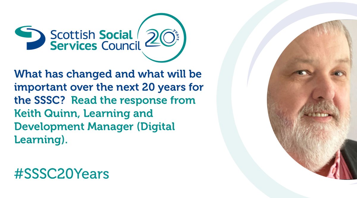 SSSCnews's tweet photo. “One of the key tasks for the SSSC and Social Work Scotland is to maintain the core identity of social work and social services”. Our Learning & Development Manager explains why in his #SSSC20Years story and reflects on changes he has seen over the years: https://t.co/lIbsZ7xrUi https://t.co/hnQ7i3uy7P