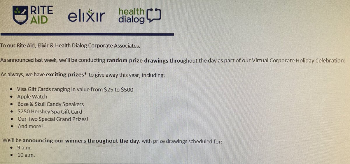 RiteAidWorker's tweet image. How insulting.  @riteaid should be providing all their employees with gift cards/bonus something.  A lottery should be ADDITIONAL.     Y’all are full of it.   #RiteAid #ElixirSolutions